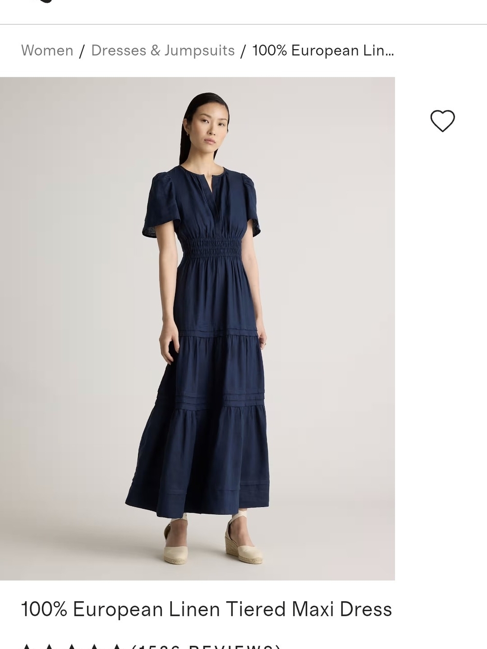 New Quince Tiered Maxi Linen Dress in Navy
